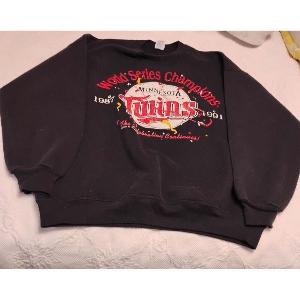 VTG MLB 1991 Minnesota Twins World Series Champions Sweatshirt Men’s XXL Black